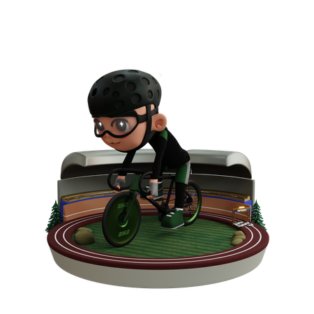 Man Riding Bicycle  3D Illustration