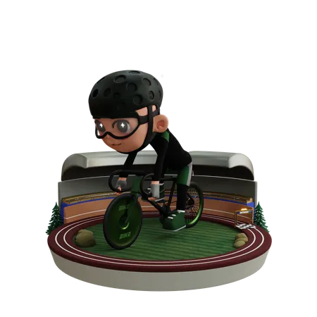 Man Riding Bicycle  3D Illustration