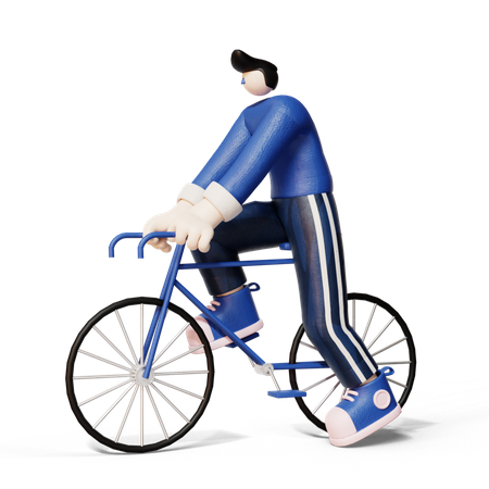 Man Riding bicycle  3D Illustration