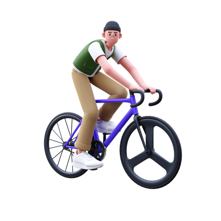 Man Riding Bike  3D Illustration