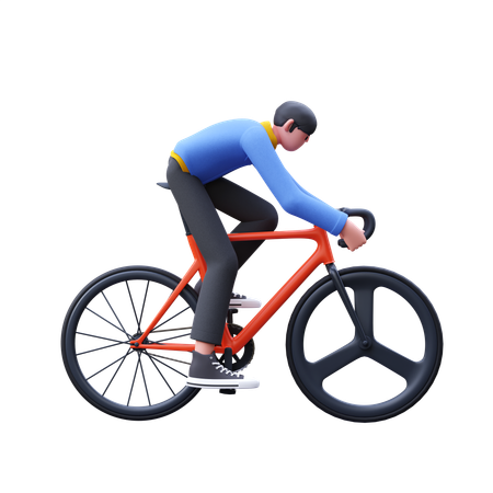 Man Riding Bike  3D Icon