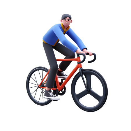 Man Riding Bike  3D Icon
