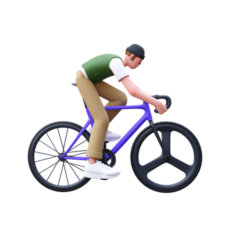 Man Riding Bike  3D Icon
