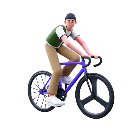 Man Riding Bike  3D Icon