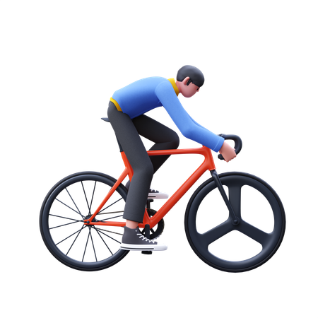 Man Riding Bike  3D Illustration