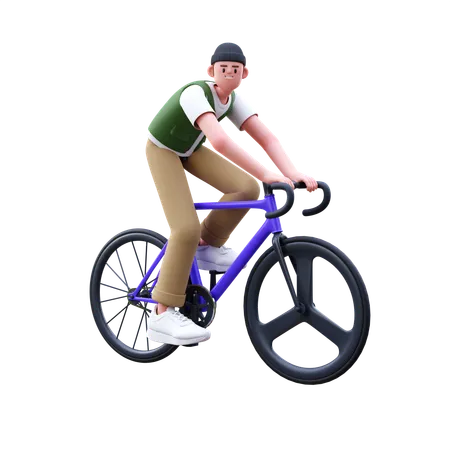 Man Riding Bike  3D Illustration