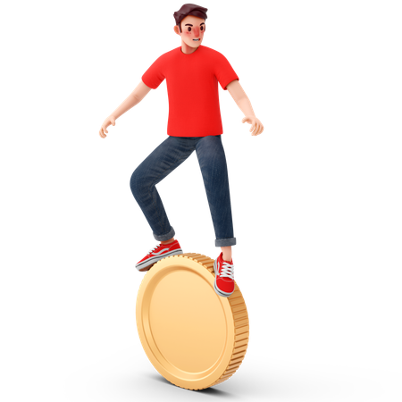 Man riding coin  3D Icon