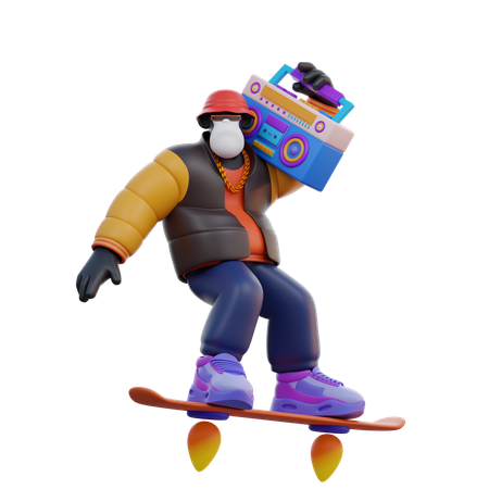 Man Riding Hoverboard  3D Icon