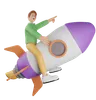 Man riding on rocket