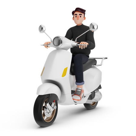 Man riding on scooter  3D Illustration