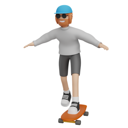 Man Riding On Skateboard  3D Icon