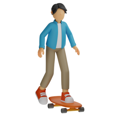 Man riding on Skateboard  3D Illustration