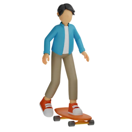 3 D Character Man Playing Skateboard 3D Illustration