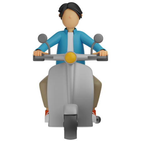 Man riding scooter  3D Illustration