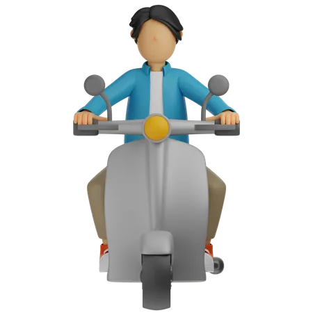 Man riding scooter  3D Illustration