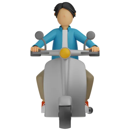 Man riding scooter 3D Illustration