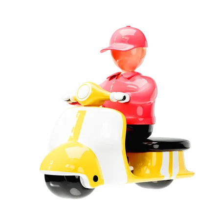 Man Riding Scooter  3D Icon
