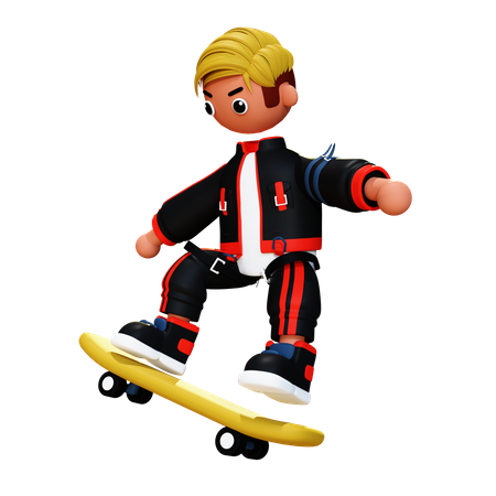 Man riding skateboard  3D Icon