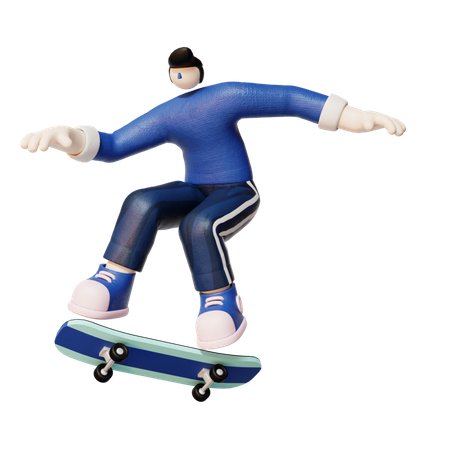 Man riding skateboard  3D Illustration