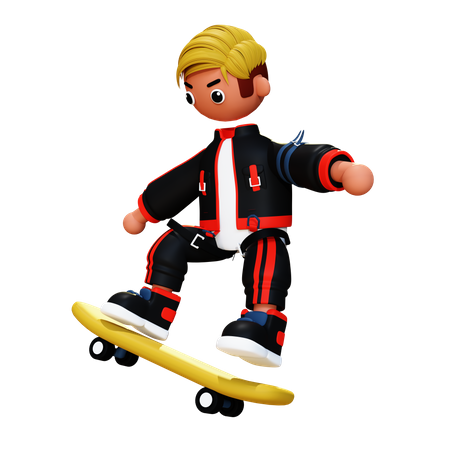 Man riding skateboard  3D Illustration