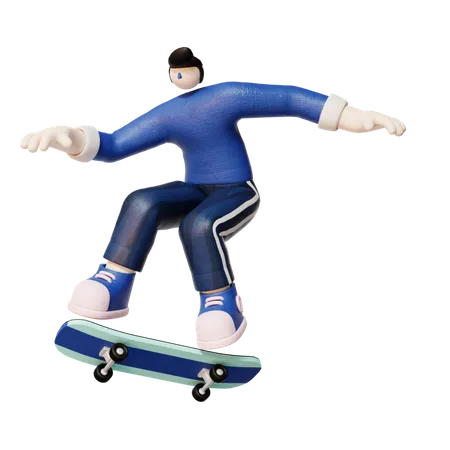 Man riding skateboard 3D Illustration