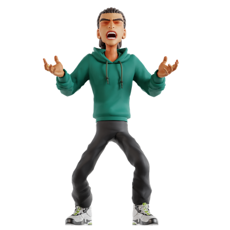 Man roaring in fight  3D Illustration