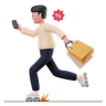 3d run with shopping illustration