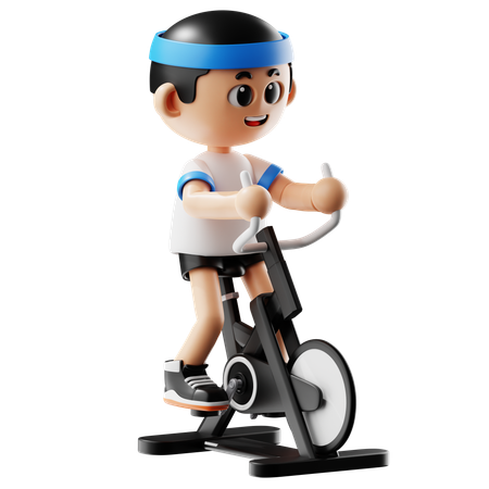 Man Running Gym Bike  3D Illustration