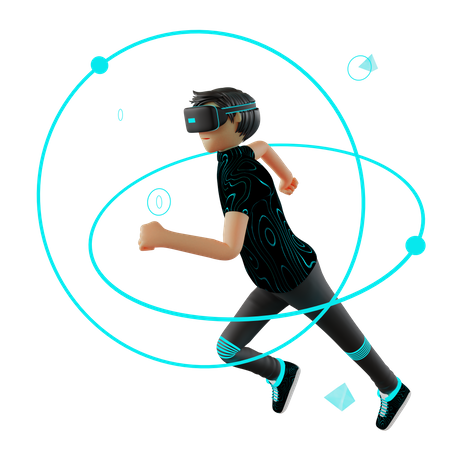 Man running in metaverse  3D Illustration