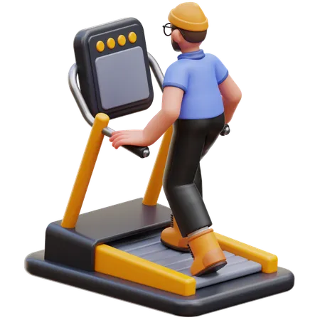 Man Running On Treadmill  3D Illustration