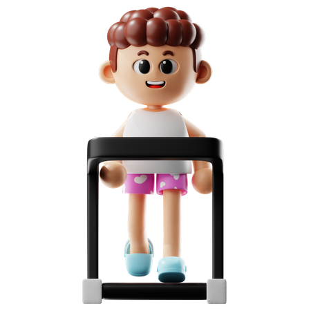 Man Running on Treadmill  3D Illustration