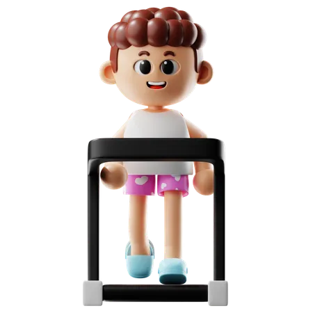 Man Running on Treadmill  3D Illustration