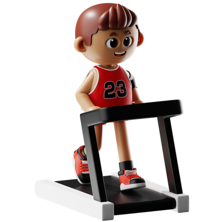 Man Running on Treadmill  3D Illustration