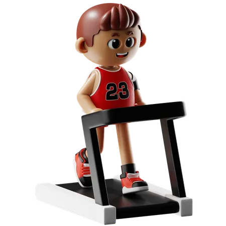 Man Running on Treadmill  3D Illustration