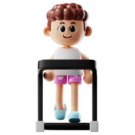 Man Running on Treadmill  3D Illustration