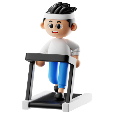 Man Running on Treadmill  3D Illustration