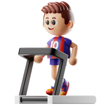 Man Running on Treadmill  3D Illustration