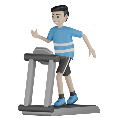 Man Running On Treadmill 3D Illustration