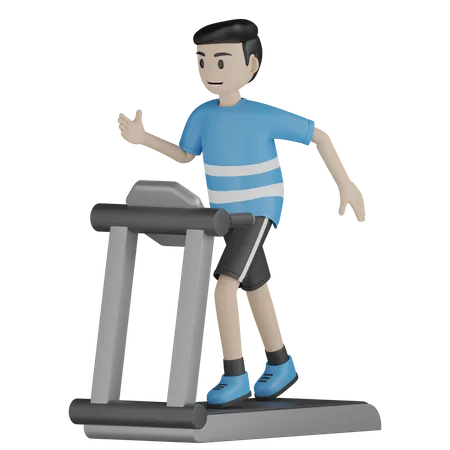 Man Running On Treadmill 3D Illustration