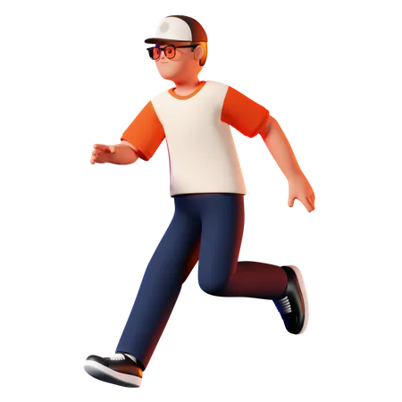 Man Running And In A Rush 3D Illustration
