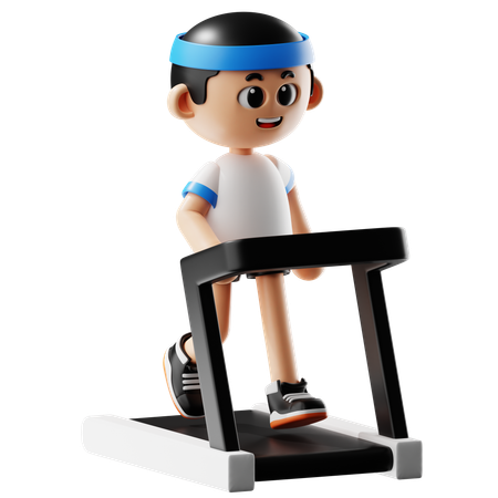 Man Running Treadmill  3D Illustration