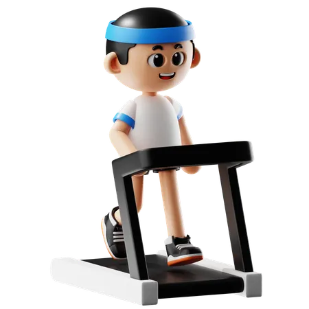 Man Running Treadmill  3D Illustration