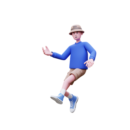 Man Running While Hand Open  3D Illustration
