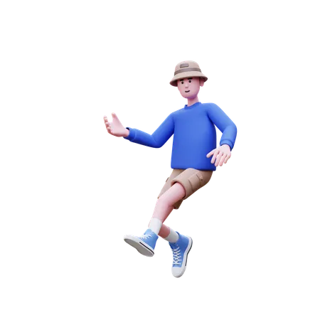 Man Running While Hand Open  3D Illustration