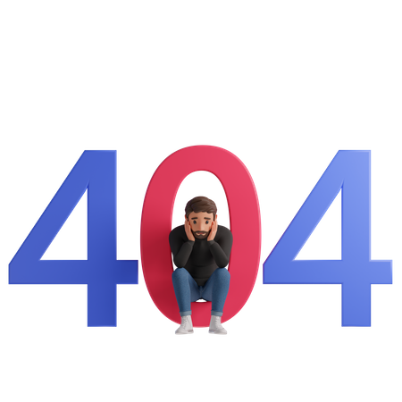 Man sad for 404 error  3D Illustration