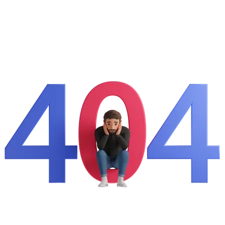 Man sad for 404 error  3D Illustration