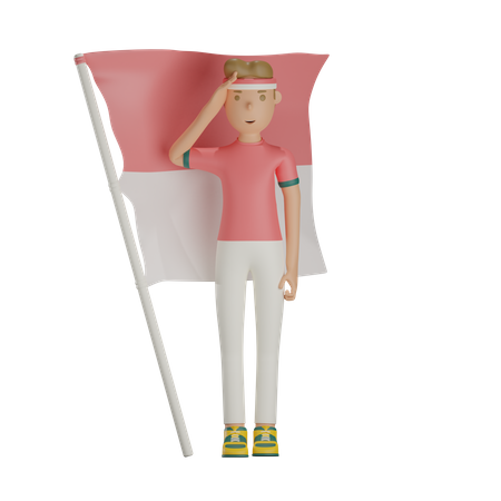 Man Saluting Independence Day  3D Illustration