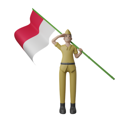 Man Saluting Independence Day  3D Illustration