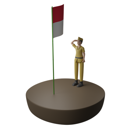 Man Saluting Independence Day  3D Illustration