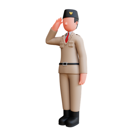 Man Saluting Independence Day  3D Illustration